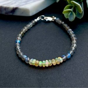 Opal Labradorite Bracelet Sterling Silver Ethiopian opal